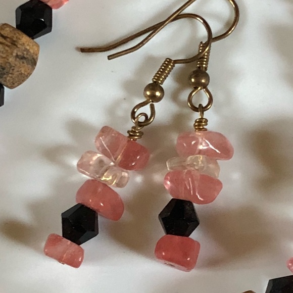 SOLD Jewelry Set-Necklace & Earrings-Cherry Quartz - Picture 2 of 7